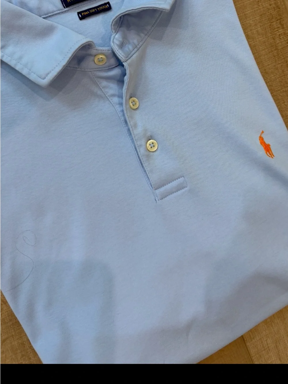 Ralph Lauren Polo Pima soft touch SS Shirt in Light Blue with Orange Pony -XL